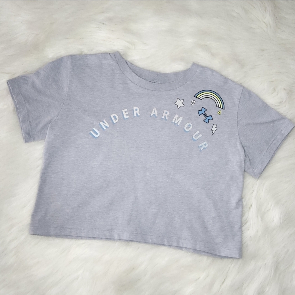 Girl- Under Armour Gray Crop T-Shirt (Small)